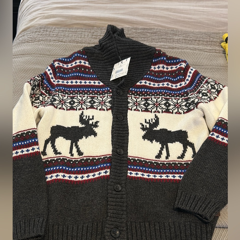 Janie and jack reindeer cardigan size 6 NWT
